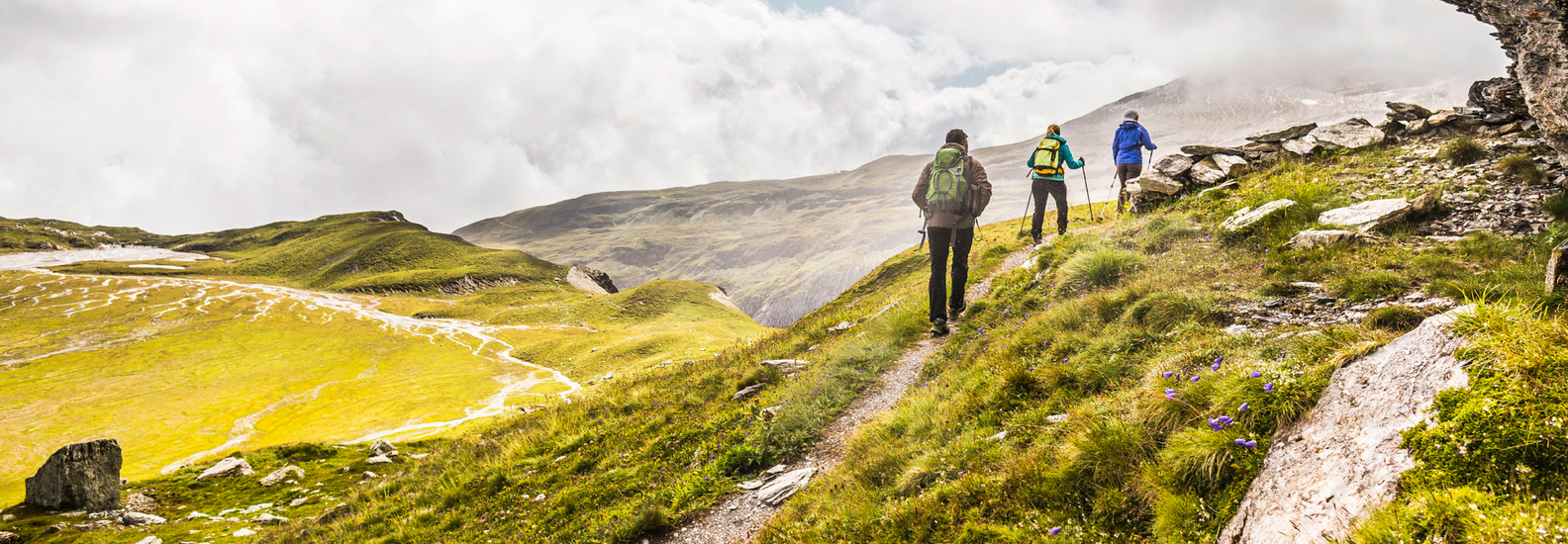  Three people on a hike​